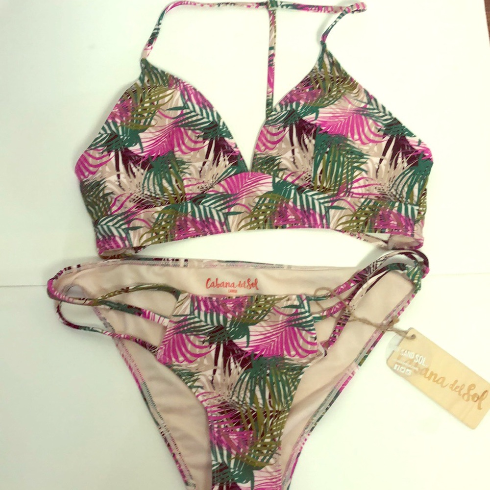 Cabana Del Sol  NWT swimsuit size large Palm print